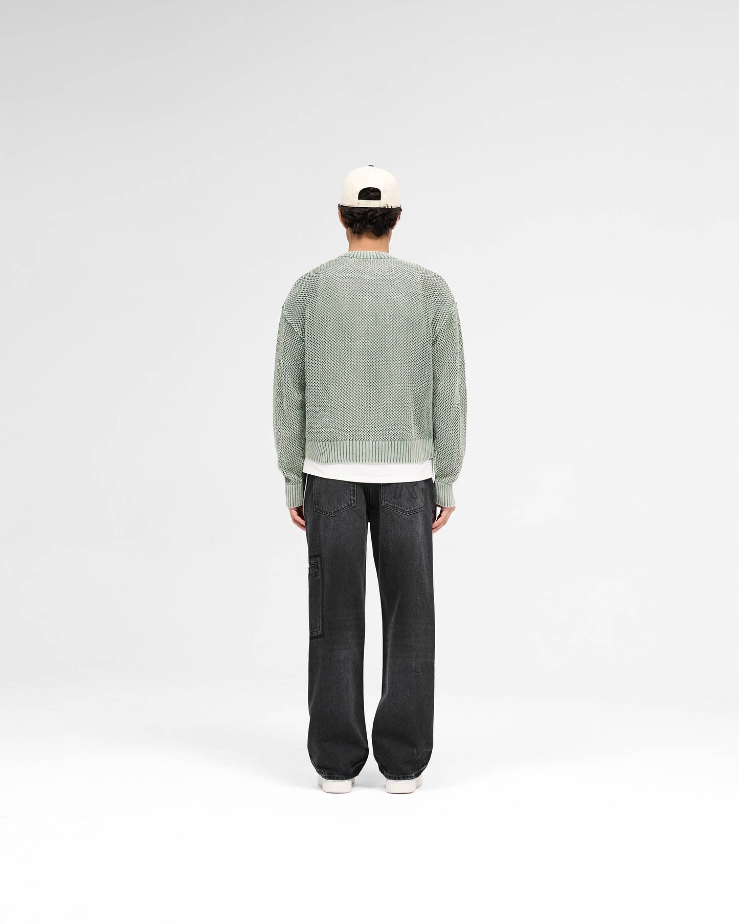 Open Gauge Knit Sweater - Forest Green