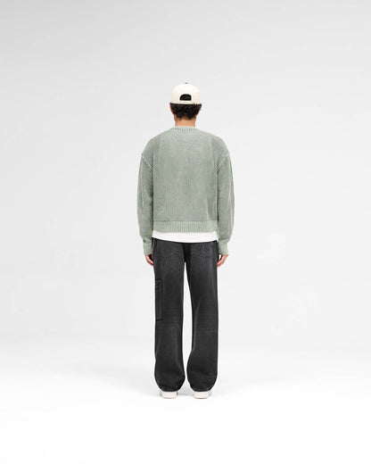Open Gauge Knit Sweater - Forest Green