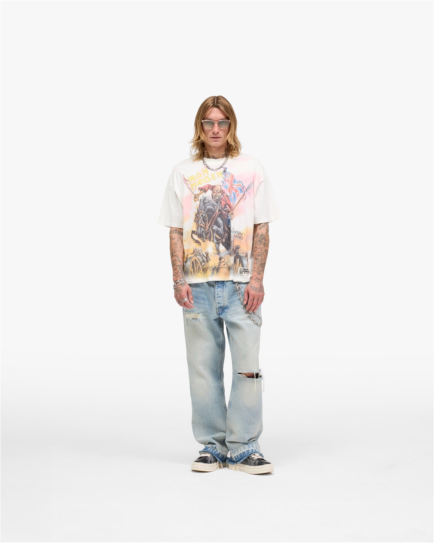 Represent X Iron Maiden Steed T-Shirt - Flat White