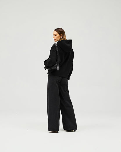 Boyfriend Graphic Hoodie - Black Coffee