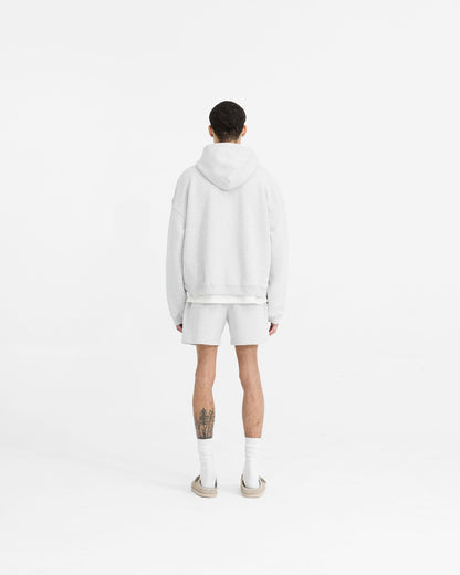 Initial Boxy Zip Through Hoodie - Ice Grey Marl