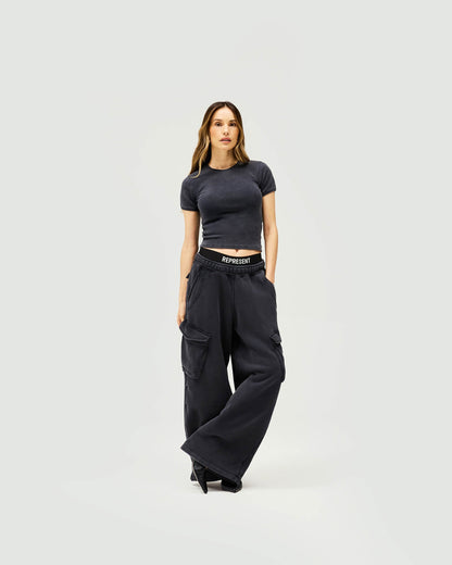 Initial Rib Baby T-Shirt - Washed Black