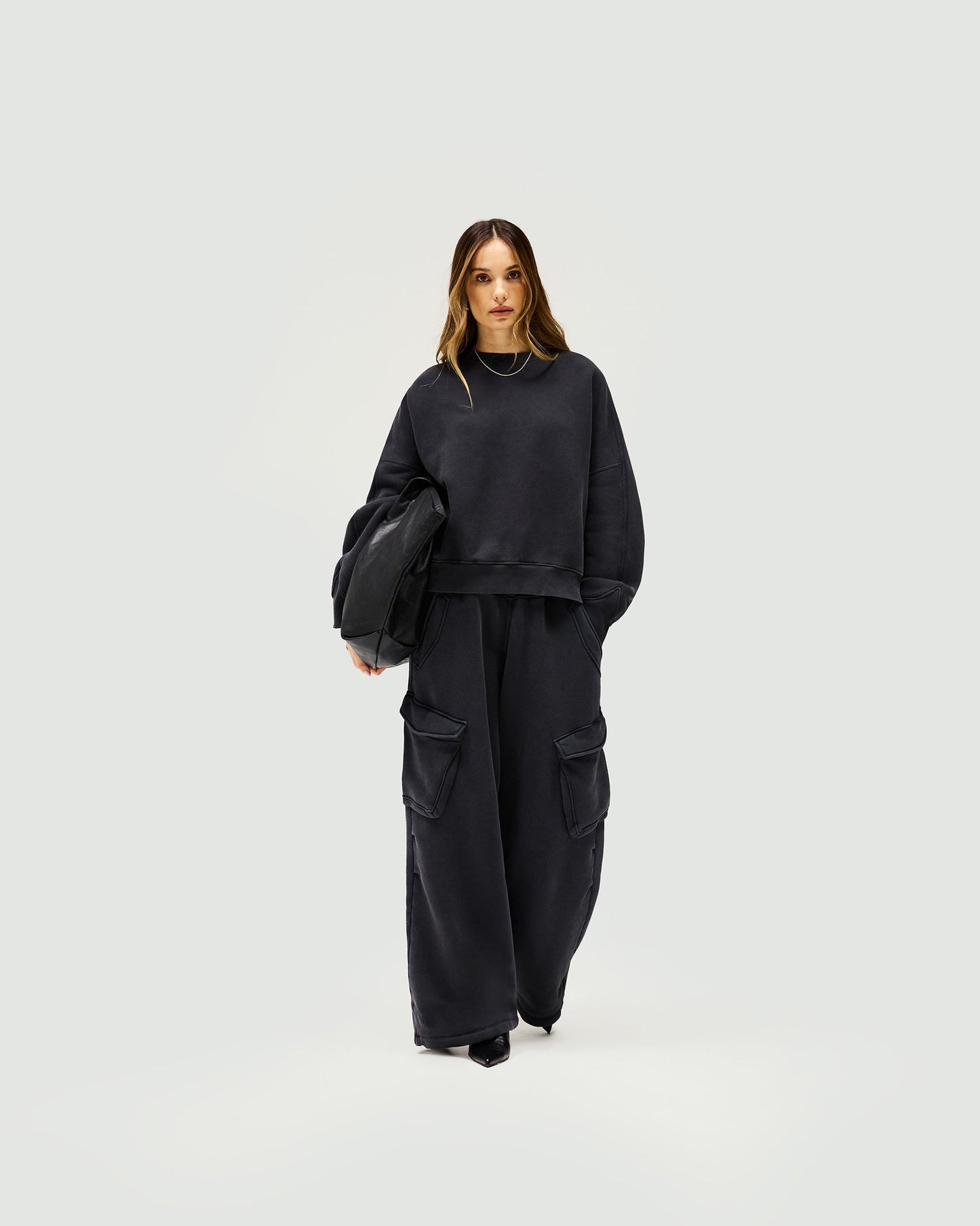 Initial V Notch Sweater - Washed Black