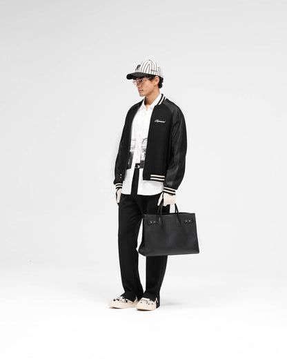 Raglan Varsity Jacket - Black