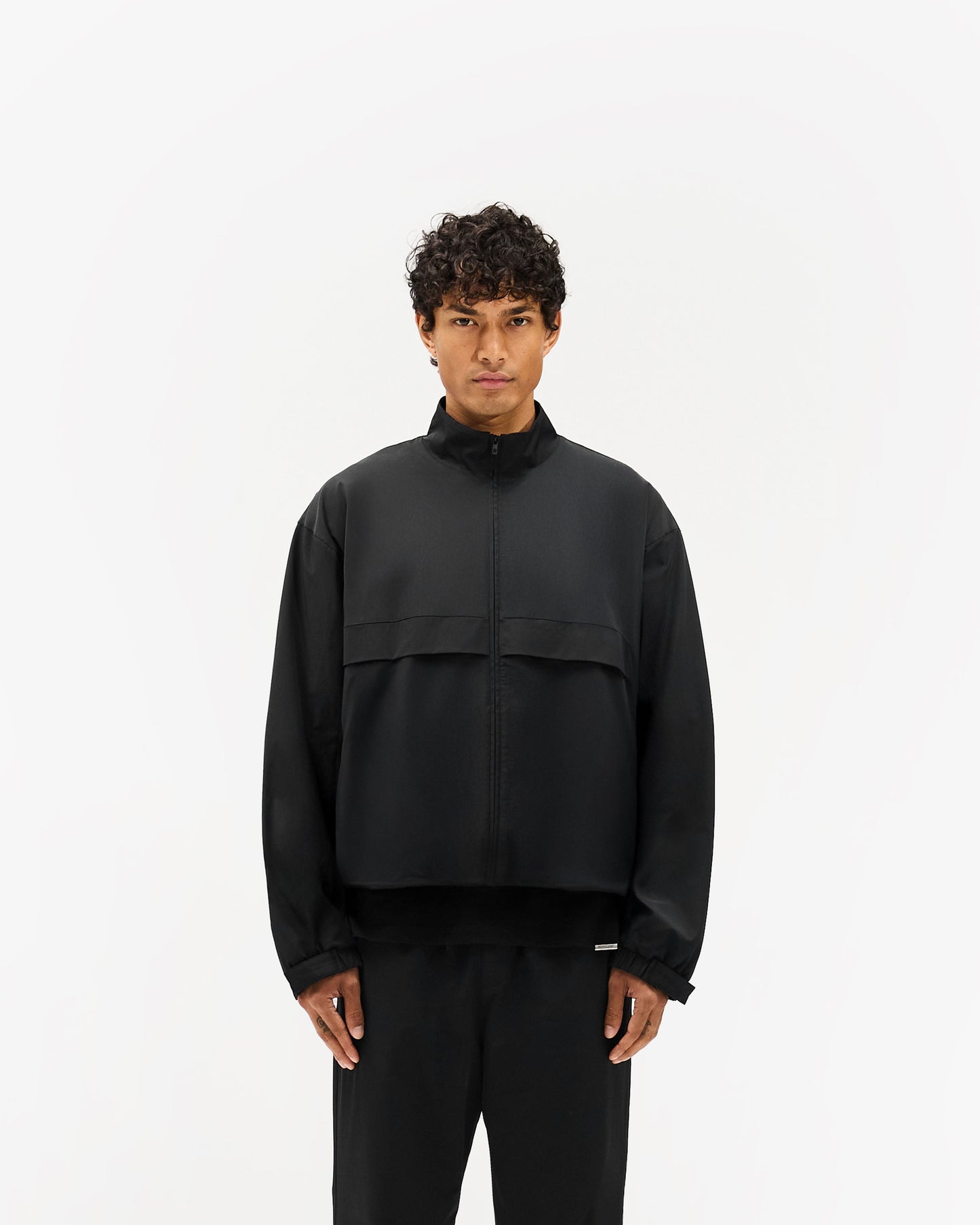 Initial Nylon Track Jacket - Black