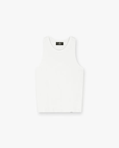 Initial Rib Vest - Flat White